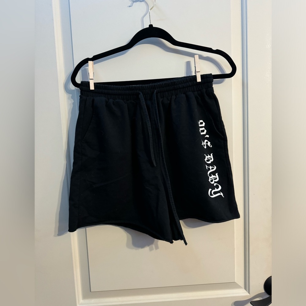 Black graphic shorts designed 90s baby
